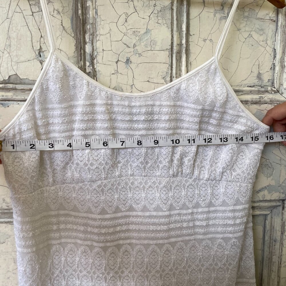 Vintage Veronica De Laurentiis Lacey White Mini Dress (Large) - Picture 9 of 12